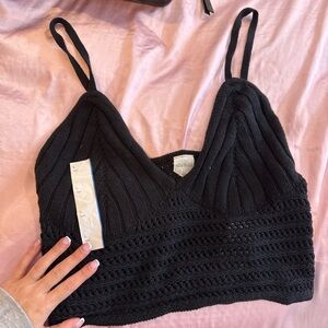 Wild Fable Black Cropped Knit Top